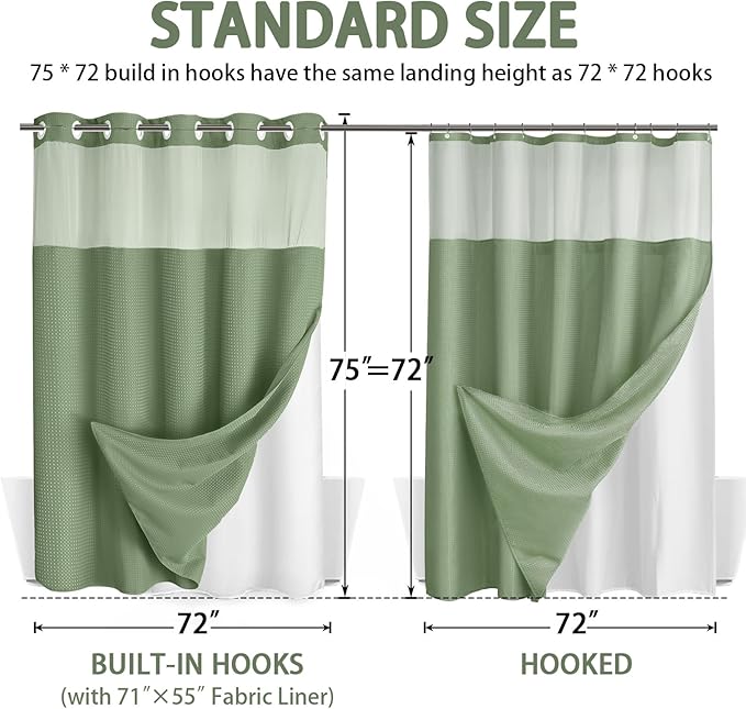 No Hook Shower Curtain and Liner Set - Image 6