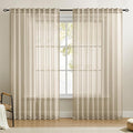 Dreaming Casa Taupe Sheer Curtains 84 Inches Long, Rod Pocket & Back Tab Light by DreamingCasa