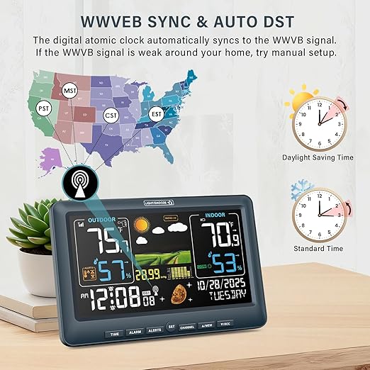 BluSon Weather Station Wireless Indoor Outdoor Thermometer, Color Display - Image 3