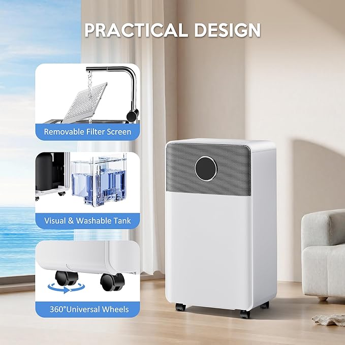 2500 Sq.Ft Dehumidifiers with Drain Hose, Max 42 Pints, Intelligent Humidity - Image 7