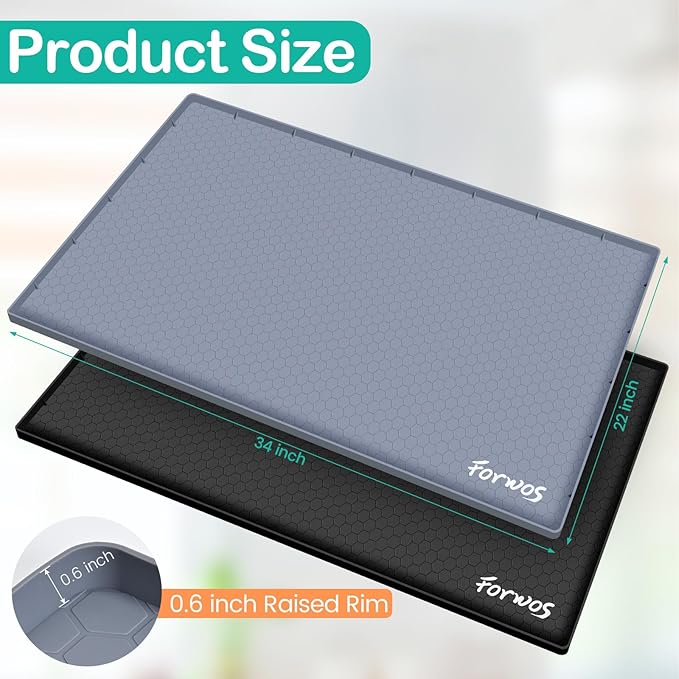 Waterproof Under Sink Mat 34" x 22", Silicone Cabinet Liner, Rubber Protector - Image 2