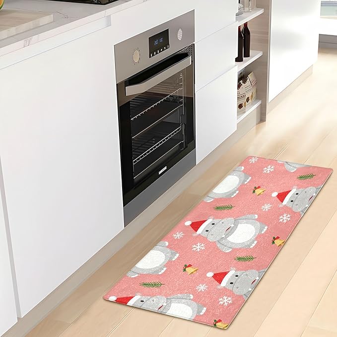Merry Christmas Hippopotamus Pink decorative rugs - Image 6