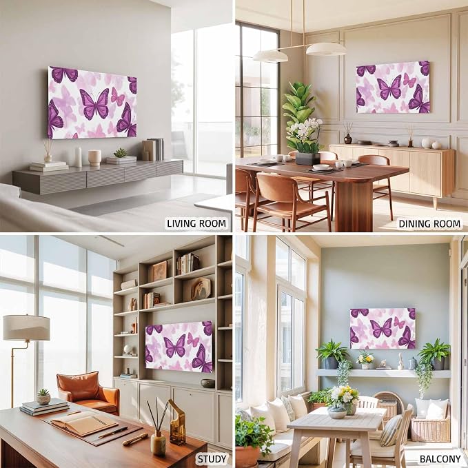 Summer Purple Butterflies Indoor TV Cover, Elastic TV Screen Protector Country - Image 6