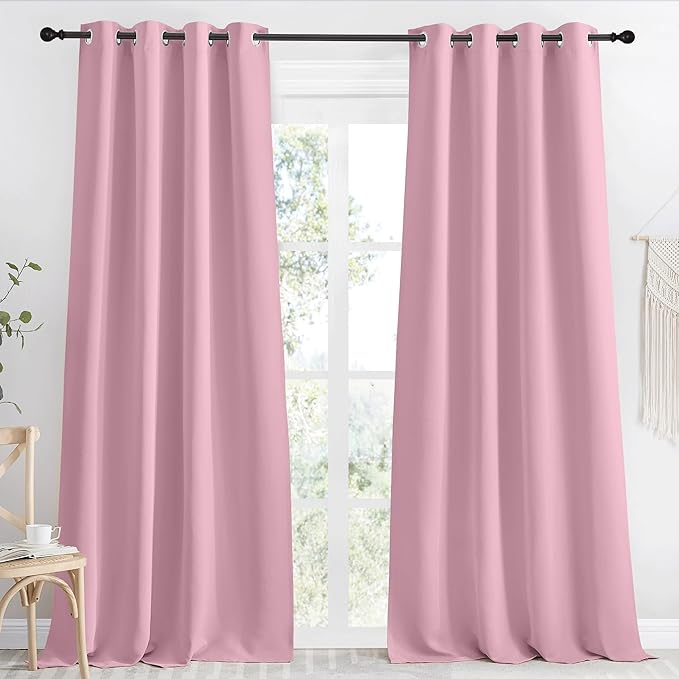 NICETOWN Kitchen Blackout Window Curtain Panel, Rouge Pink, 1 Panel, 55 by 90 by NICETOWN