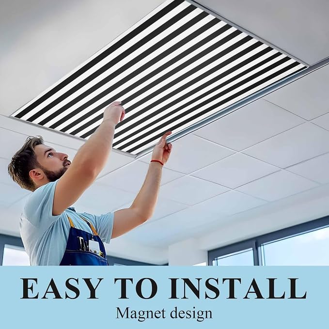 3 Pack Black and White Stripes Fluorescent Light Covers - Image 2