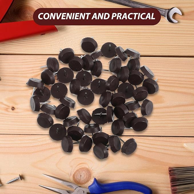100pcs Brown Plastic Nail-on Furniture Feet Levelers Anti-Slip Floor Protectors - Image 3