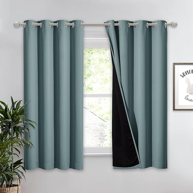 NICETOWN Greyish Blue 100% Blackout Lined Curtain, 2 Thick Layers Completely by NICETOWN