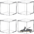 Acrylic Box with Lid 4 Pieces Clear Display Box Plastic Square Cube Wedding by LOVPLAY