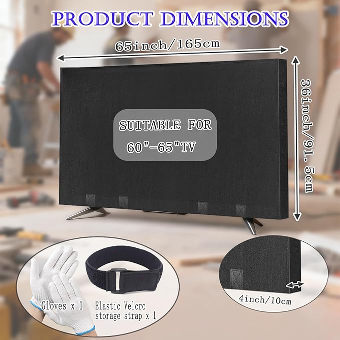 60"-65" Thicken TV Cover Moving Dust Anti-Scratch TV Screen Cover Fits - Image 2
