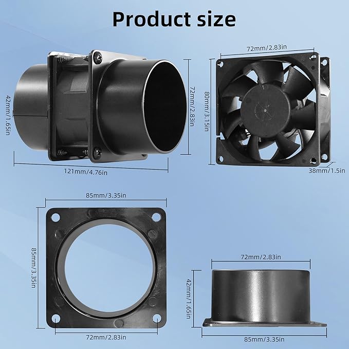 3.15” 12V DC Small Exhaust Duct Fan - Image 2