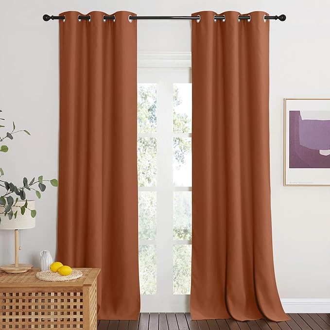 NICETOWN Burnt Orange Privacy Heat Blocking Blackout Thermal Insulated Door - Image 3