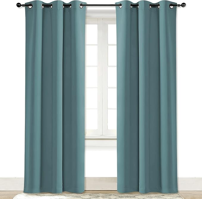 NICETOWN Greyish Blue Blackout Room Darkening Drapery Window Treatment Thermal by NICETOWN