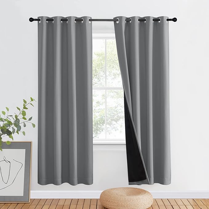 NICETOWN Silver Grey Full Shade Curtain Panel, Energy Smart & Noise Blocking by NICETOWN