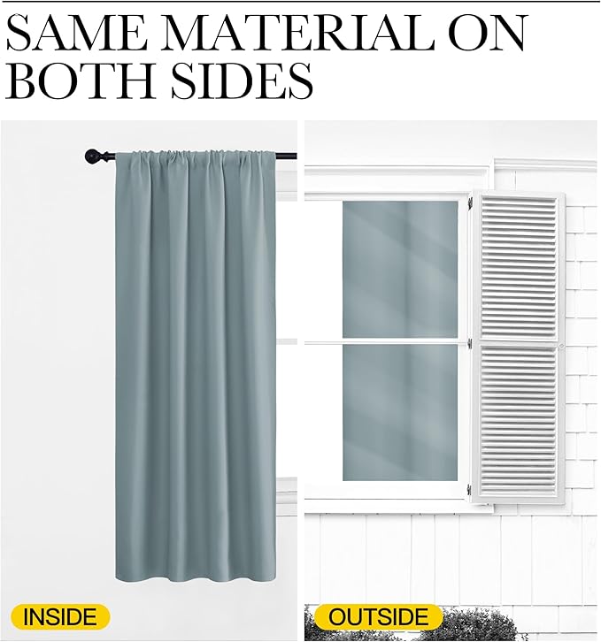 NICETOWN 2 Panels Blackout Curtains, Rod Pocket Thermal Insulated Curtains - Image 6
