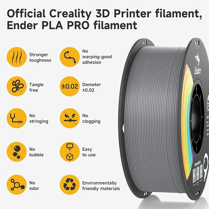 Official Creality PLA Filament Pro Grey, 1.75mm 3D Printer Filament, Ender PLA - Image 4