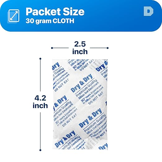 Dry & Dry 30 Gram Silica Gel Packets Desiccants, Silica Packets - Image 2