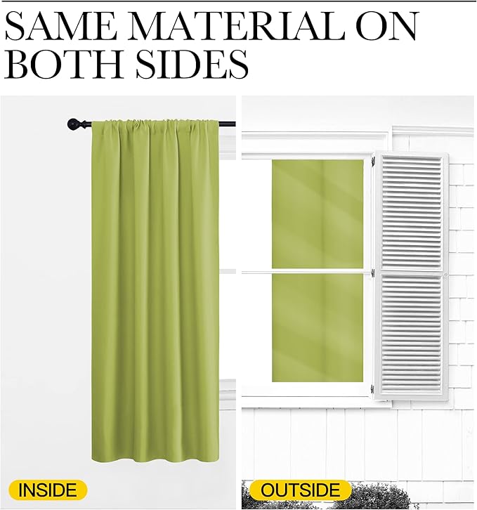 NICETOWN Blackout Curtains for Bedroom, Fresh Green, 1 Pair, 70 by 63-inch - Image 5