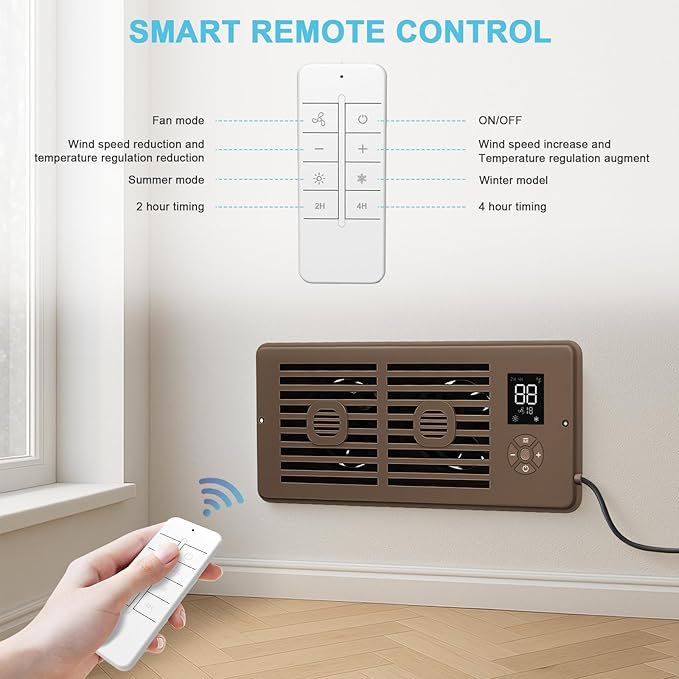 Register Booster Fan for 4" x 10" Vents Only, 10 Speeds to Control Cool and - Image 4