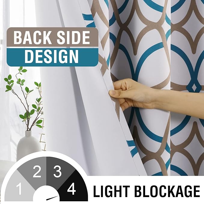H.VERSAILTEX Blackout Curtains Printed Design 63 Inch Length 2 Panels Set - Image 3