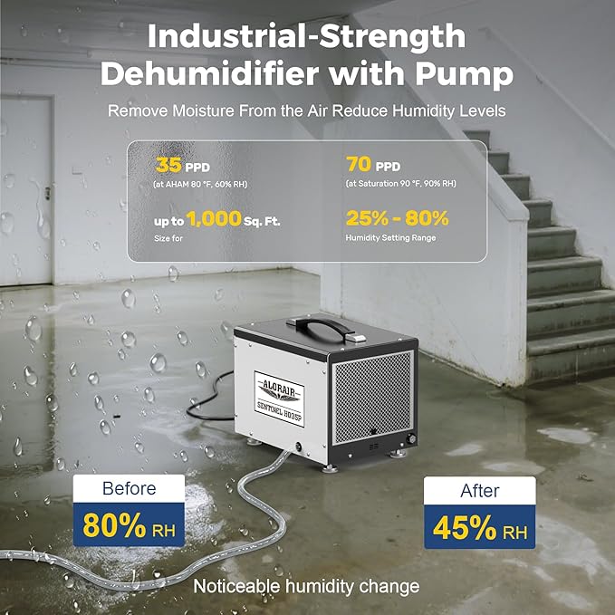 ALORAIR Wi-Fi Crawl Space and Basement Dehumidifier, 70 Pint - Image 6