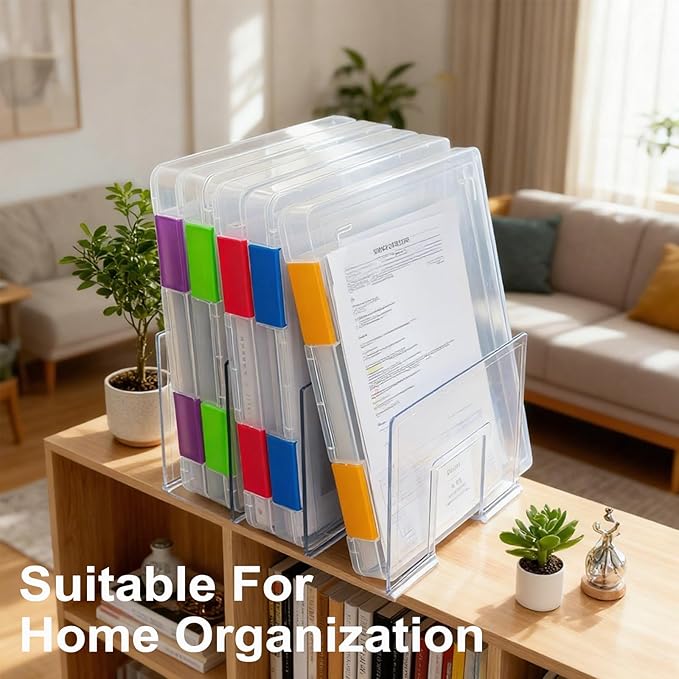 ZILAMGOO 6 Pcs Clear Plastic Document Storage Box, A4 File Box Paper Organizers - Image 5