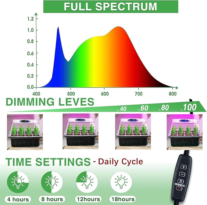 YAUNGEL Seed Starter Tray with Grow Light, 6 Pack Seed Starter Kit with Timing - Image 2