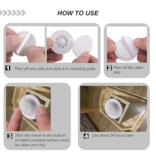 PlusRoc 4 Pack Self Adhesive Caster Wheels - Image 6