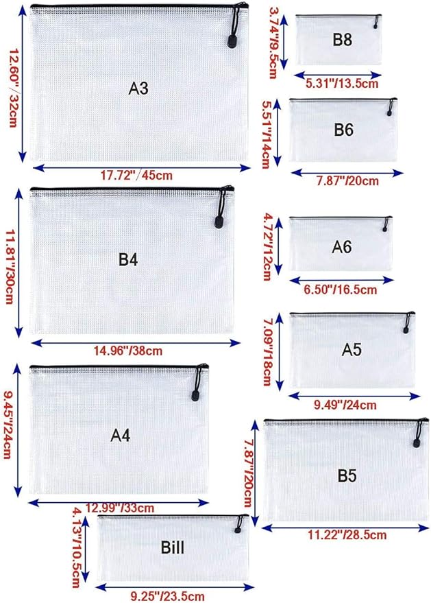 Oaimyy-A6, Mesh Zipper Pouch Document Folders Bag Plastic Zip File Folders - Image 3