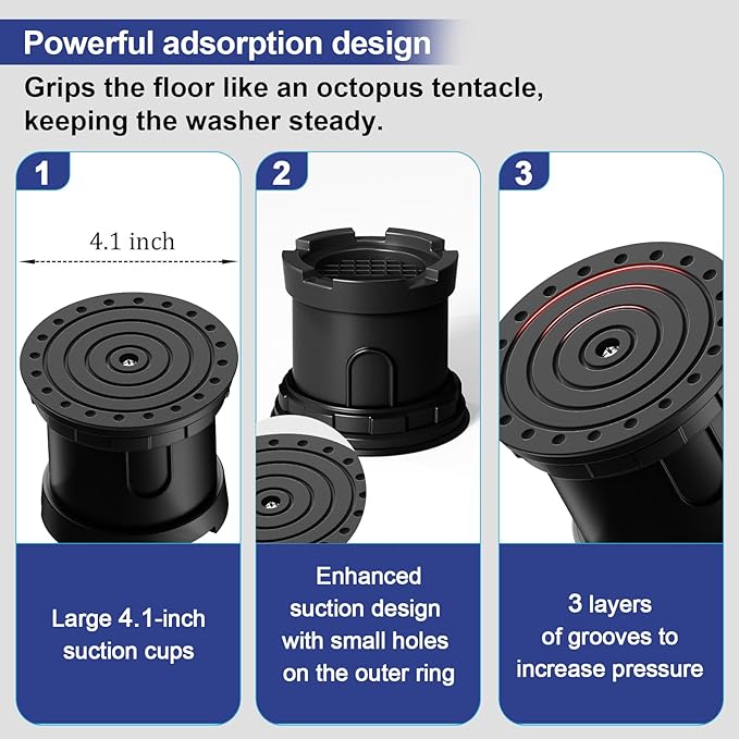 4Pcs Anti Vibration Pads for Washing Machine, Adjustable Height Stops Washer - Image 4