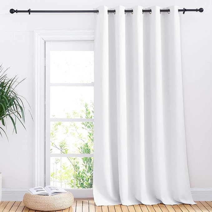 NICETOWN Sliding Door Curtain Window Treatment, Extra Wide Solid Blackout - Image 2
