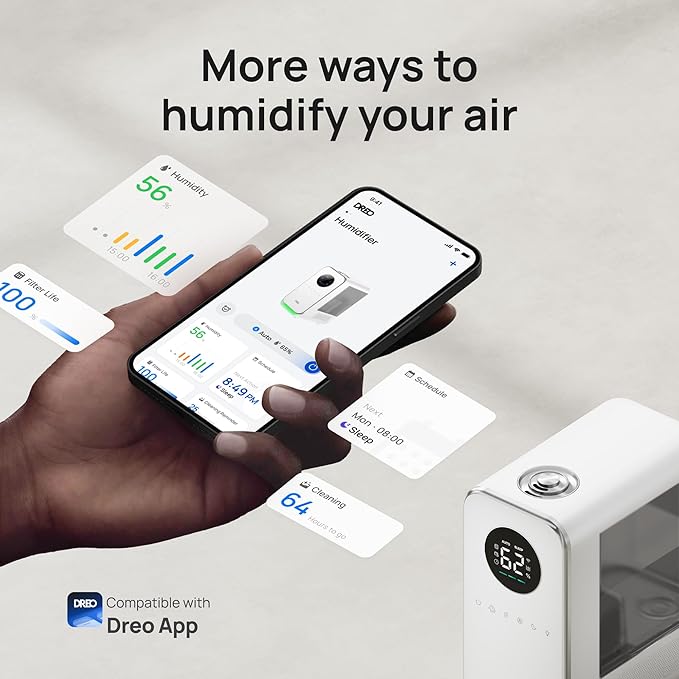 DREO Humidifiers for Bedroom, Top-filled Smart Quiet Cool Mist Humidifiers for - Image 6