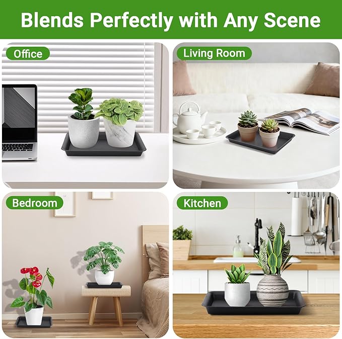 GREANER 10 Inch Plastic Plant Tray Saucer Rectangular, Humidity Trays - Image 6
