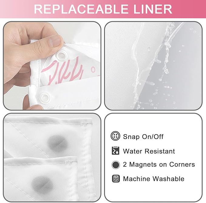 Extra Long No Hook Shower Curtain - Image 4