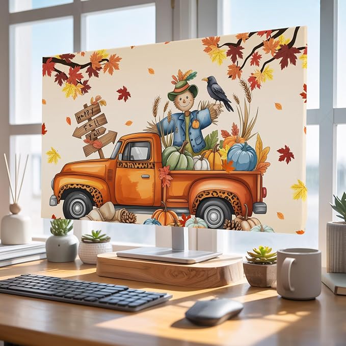 Thanksgiving Pumpkin Farm Truck Indoor TV Cover, Elastic TV Screen Protector by Unknown