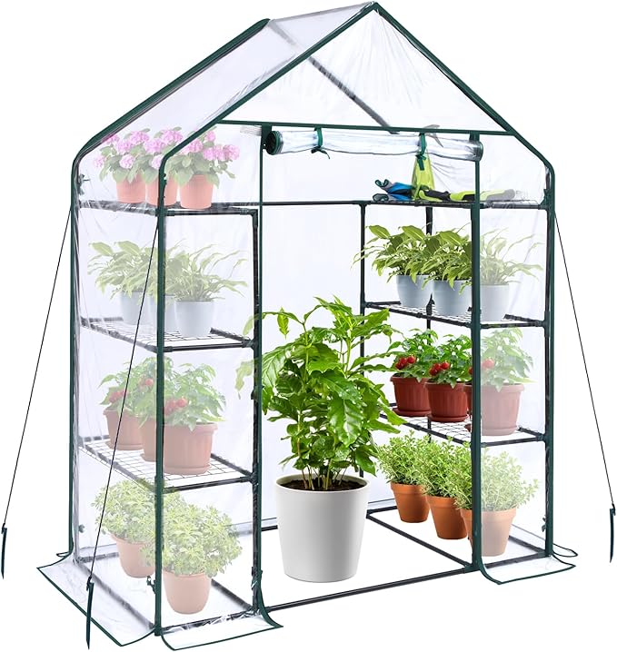 Ohuhu Small Greenhouse for Outdoors: 4 Tiers 6 Shelves Walk-in Indoor Green by Ohuhu