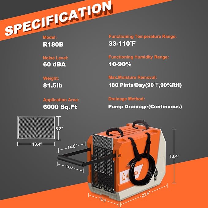 180 Pint Commercial Dehumidifier - Image 5