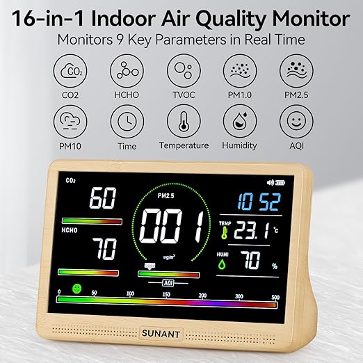 16 in 1 Indoor Air Quality Monitor, CO2 Monitor Tester - Image 2