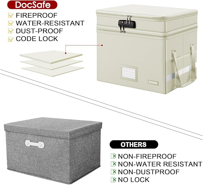 DocSafe File Box with Lock, Large Portable Home Office Filing Box - Image 7