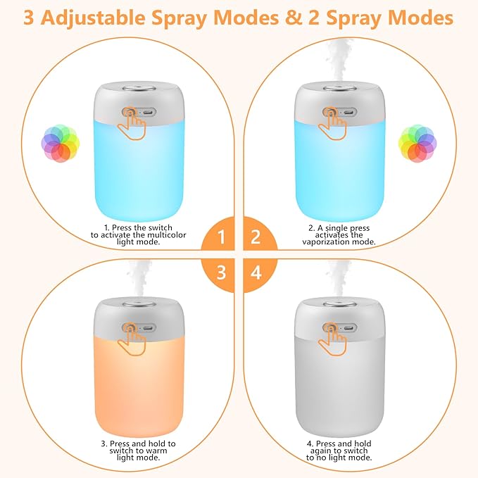 Portable Small Humidifier, 650ml Colorful Mini Humidifier - Image 5