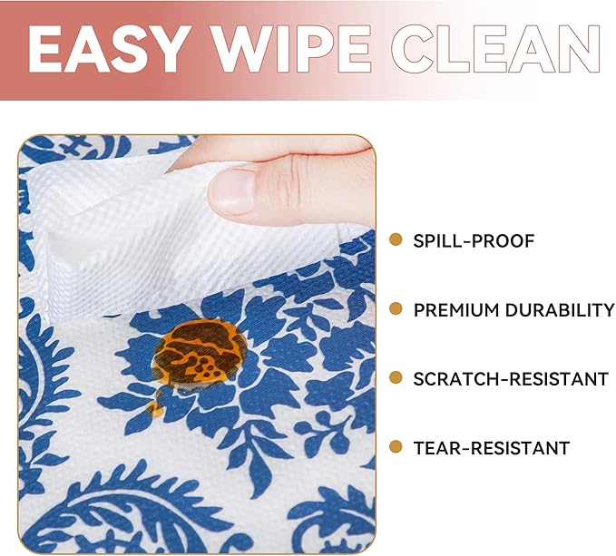 RAY STAR Shelf Liner, Non Adhesive Vintage Navy Blue Floral Cabinet Liner - Image 5
