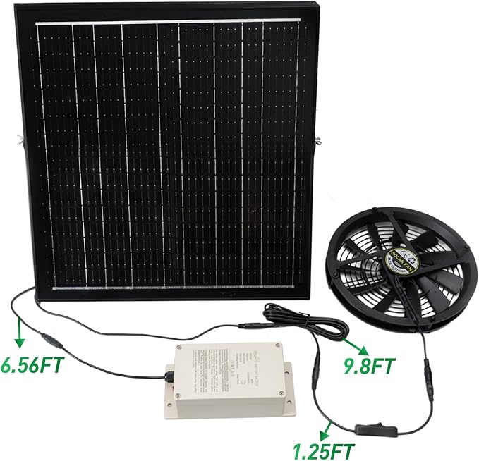 Solar Exhaust Fan with Battery, 40W 10" Solar Powered Fans - Image 5