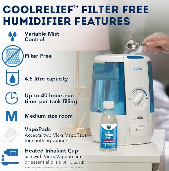 Vicks VUL600C CoolRelief Filter Free Cool Mist Humidifier - Image 3