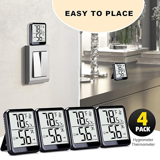 4-Pack Room Thermometer Indoor Hygrometer, Small Digital Temperature and - Image 7