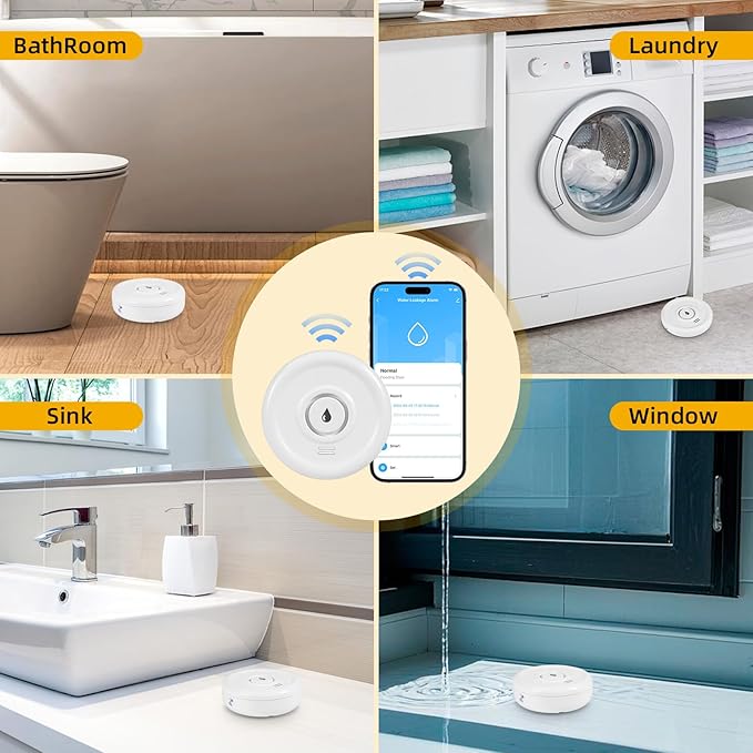 WiFi Water Leak Sensor, 100 dB Water Alarm Leak Detector, - Image 8