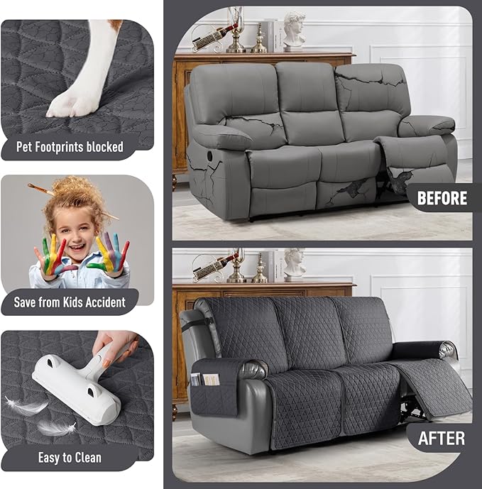 TAOCOCO 100% Waterproof Recliner Cover, Non-Slip Washable Reclining Couch Cover - Image 2