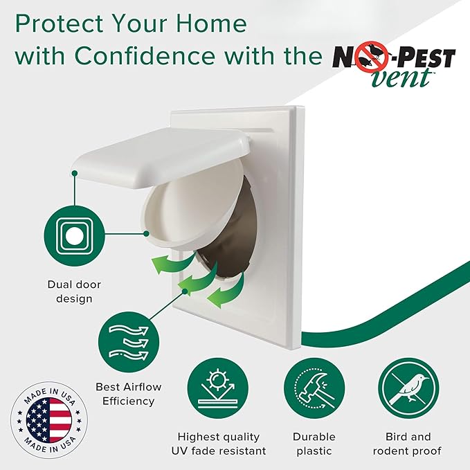 No-Pest Vent 6" Dual Door Exhaust Vent Cover – Outdoor Vent Cap - Image 2