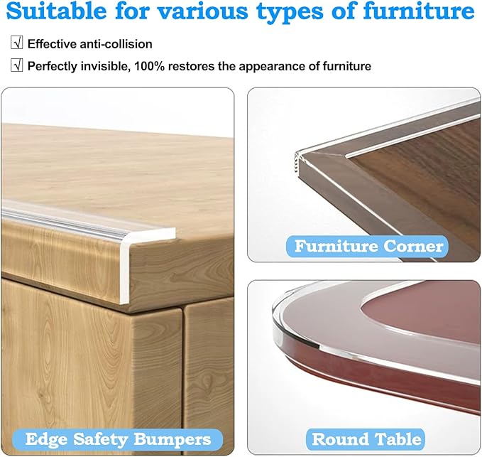 13.12 FT Edge Corner Protector Baby Proofing, Soft Clear Furniture Table Corner - Image 7