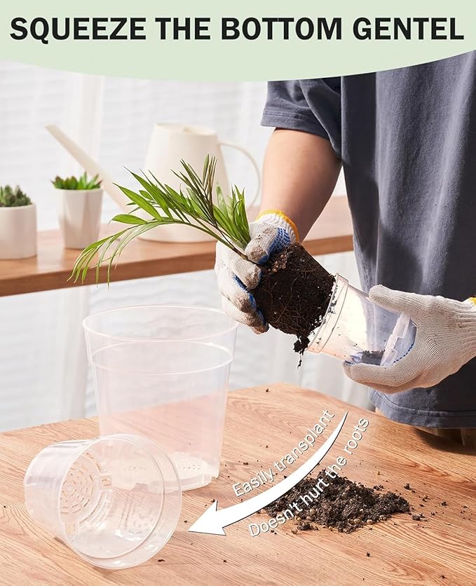 homenote Clear Nursery Pots for Plants, 3/4/5/6.7 Inch Plant Pot for Planting - Image 8