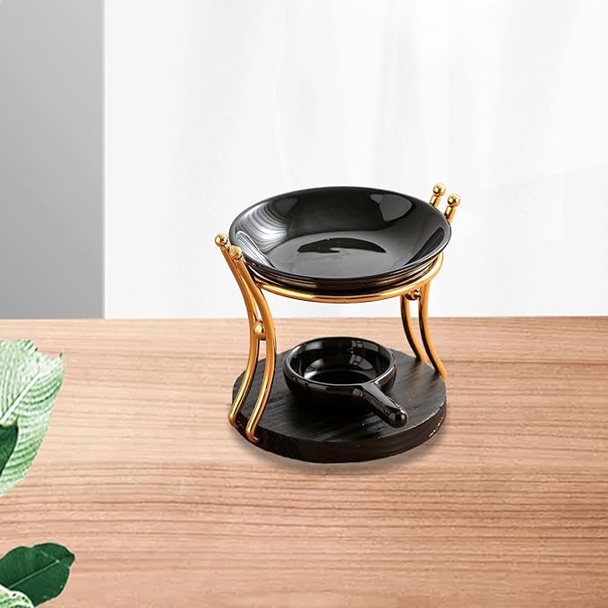 Tealight Candle Holder Oil Burner Wood Ceramic Aromatherapy Diffuser Wax Melt - Image 8