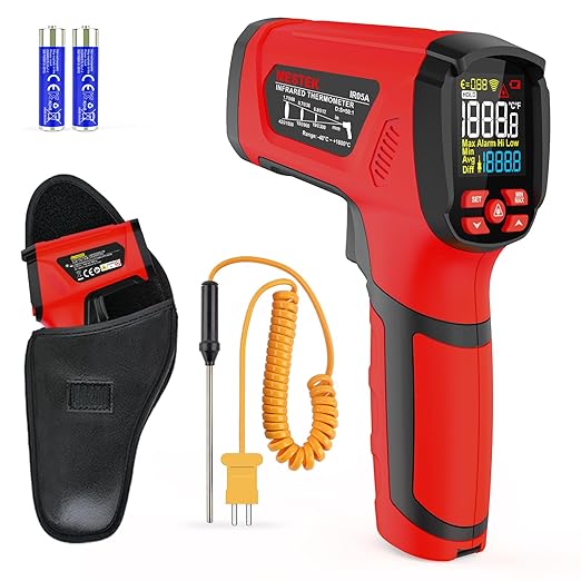-40℉~2912℉ MESTEK Infrared Thermometer High Temperature Gun, 50:1 Dual Laser by MESTEK